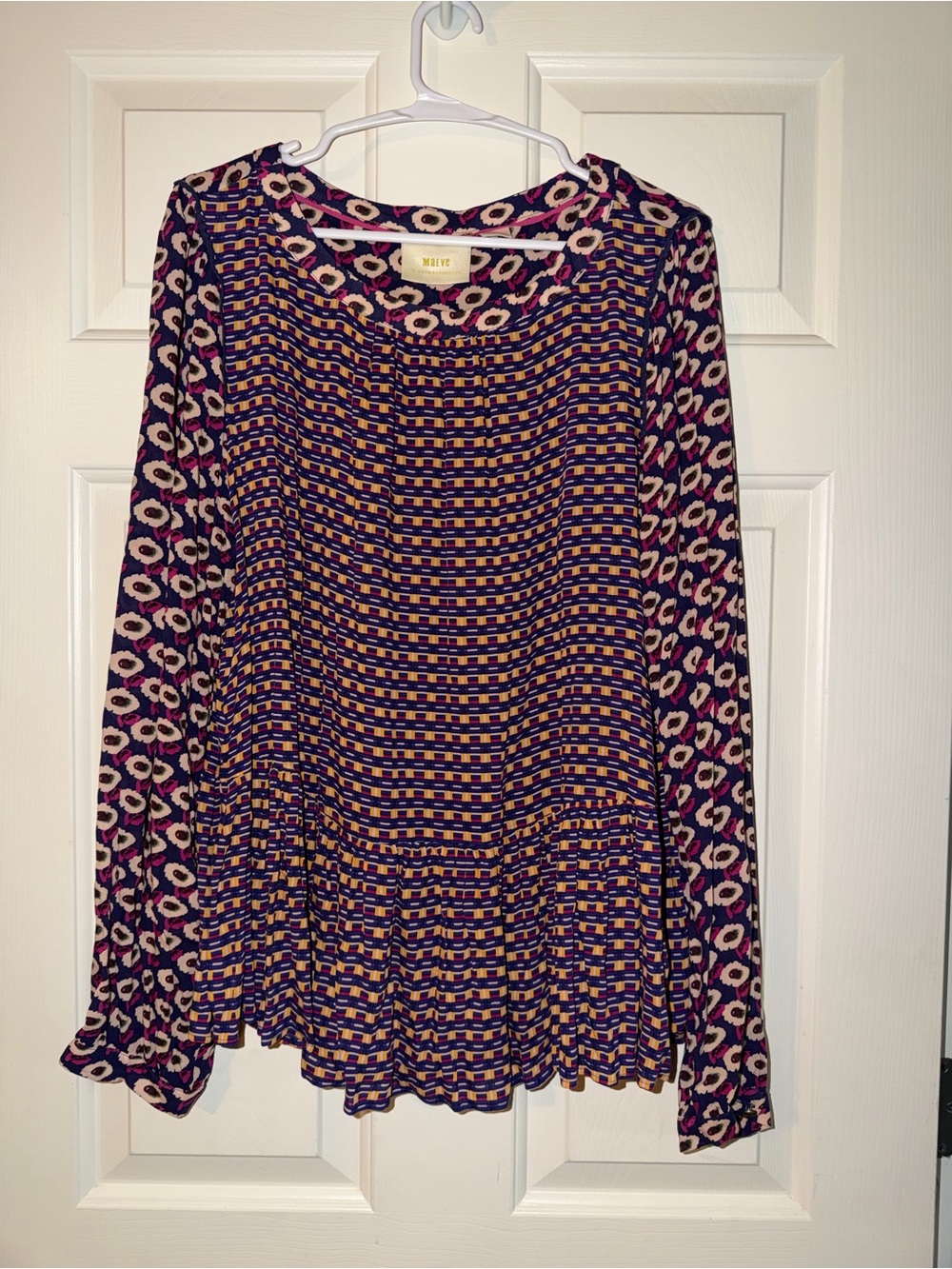 Maeve by Anthropologie Cheyenne Geometric Peplum Blouse - size XL